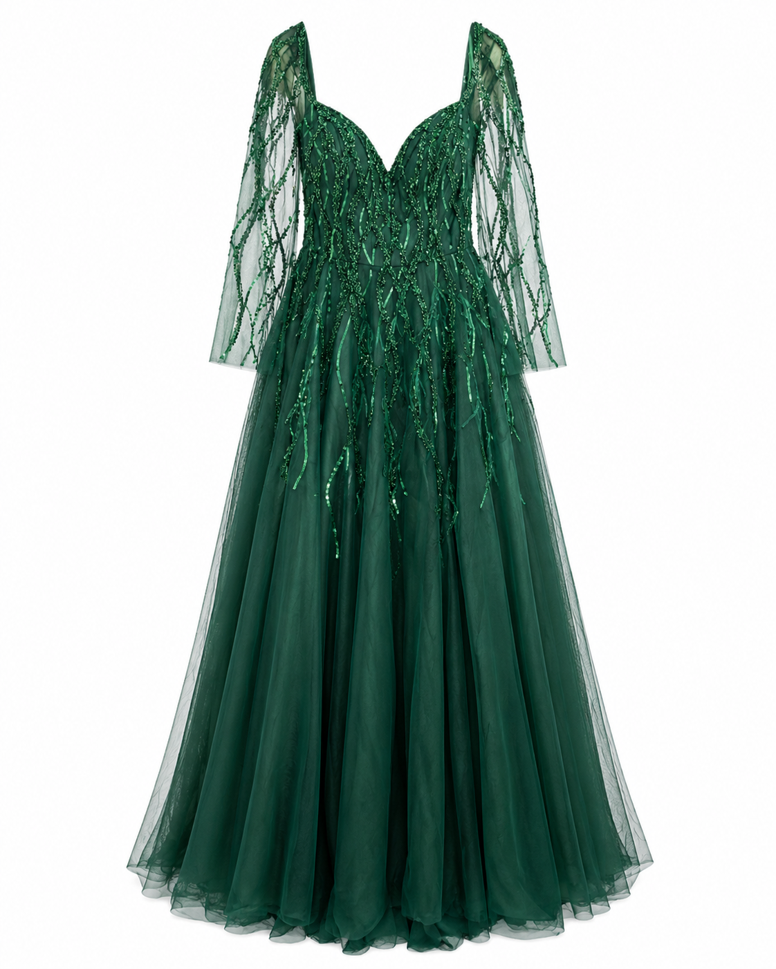 Vestido de gala verde esmeralda
