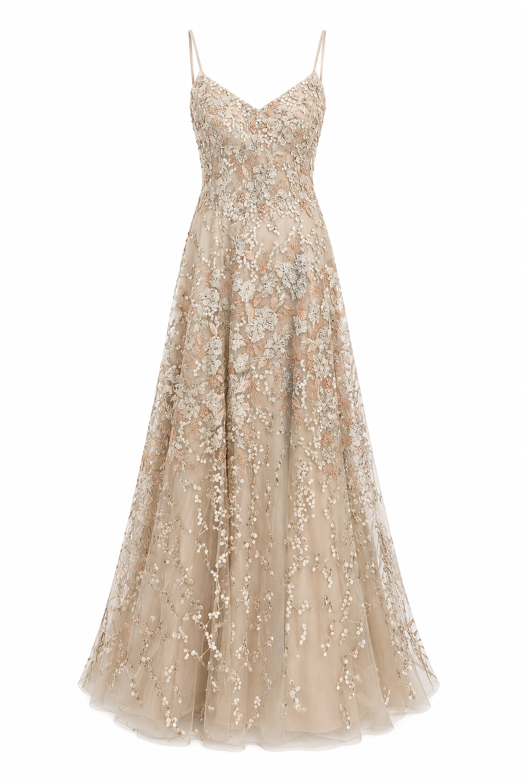 Vestido de noche con detalles florales